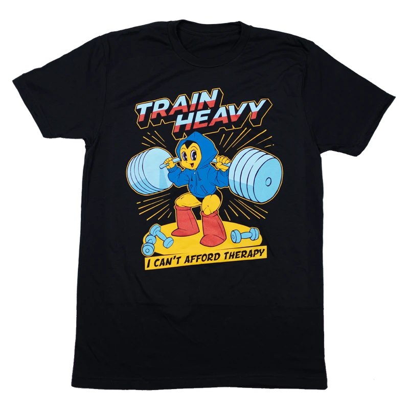 “重训治疗法”健身透气运动训练服阿童木t恤黑色透气健身t恤训练服