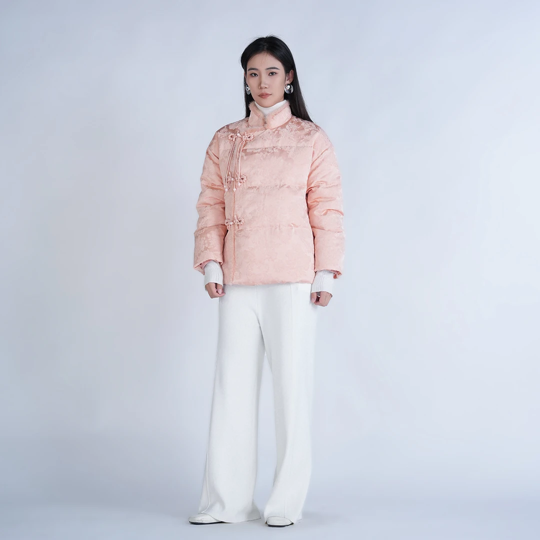 中国风短款立领印花女保暖冬季绵羊毛雪芙新中式羽绒服DCL181166
