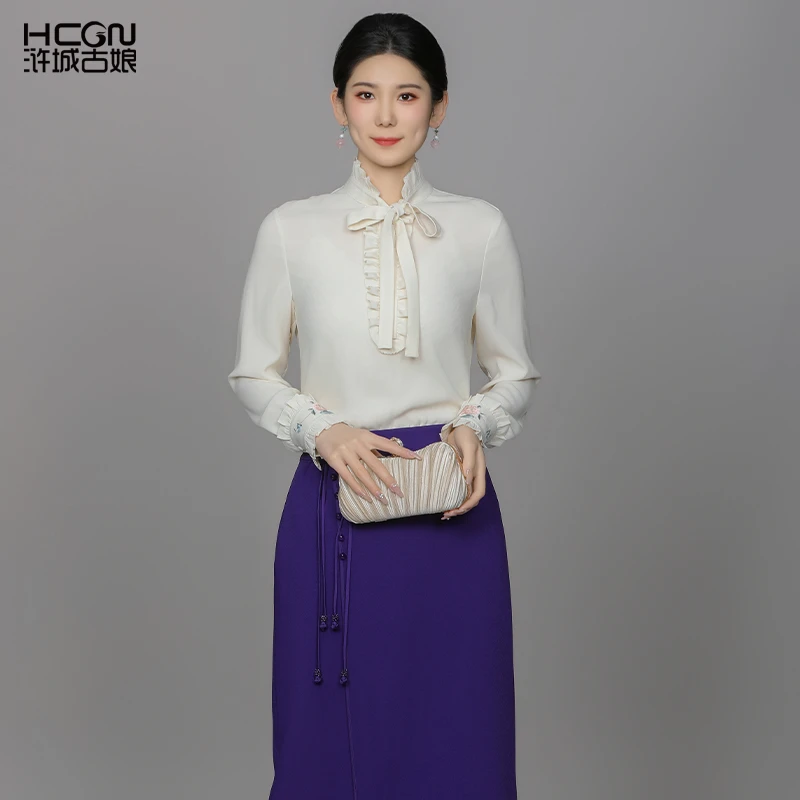 【醋酸】中国风舒适气质高级感木耳边女士宽松暄和衬衫ACL181035