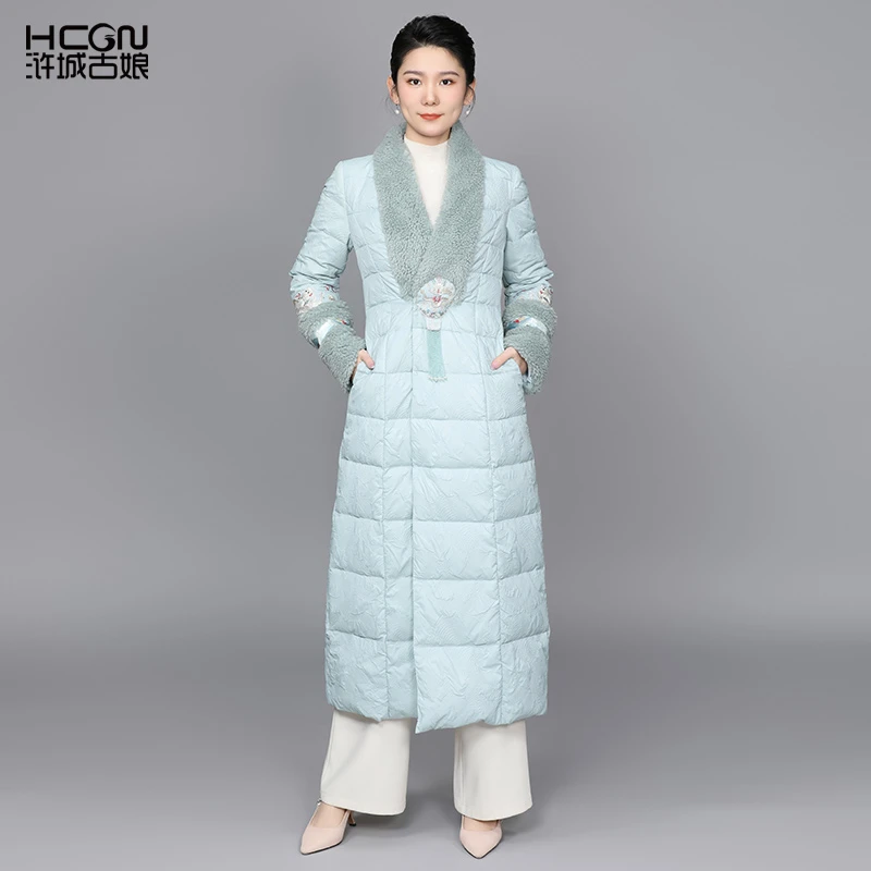 【90白鸭绒】冬季中国风精致刺绣花保暖加厚舒适游龙羽绒服DMT11501