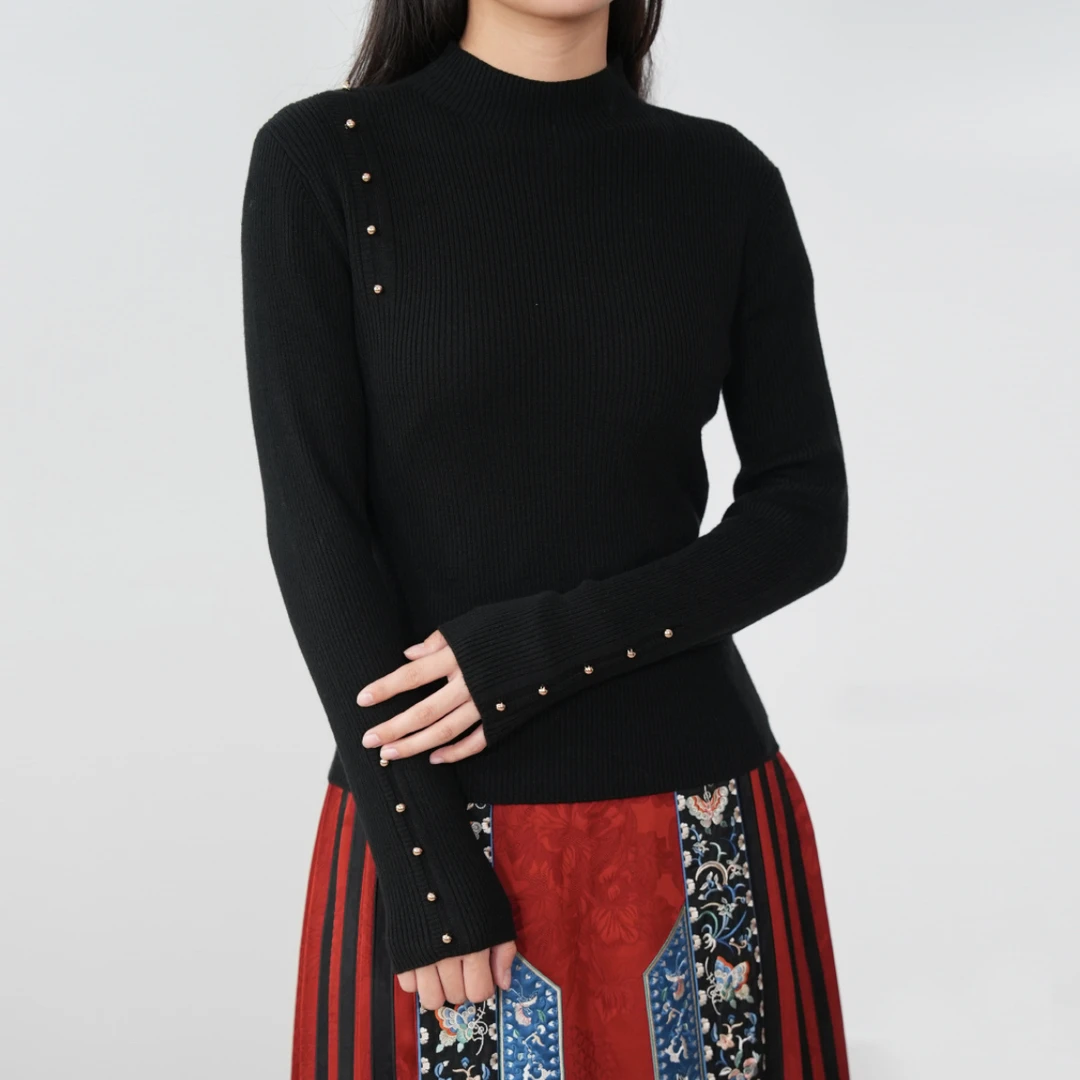 百搭时尚纯色气质女士优雅大气修身显瘦毛衫上衣WM1127230