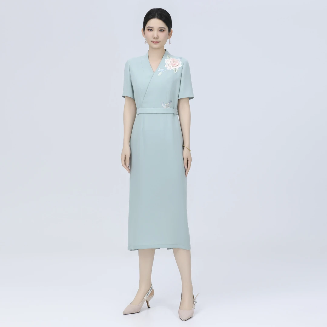 春夏季国风夏季古女清新雅致收腰显瘦女气质瑞颜连衣裙BMT17650
