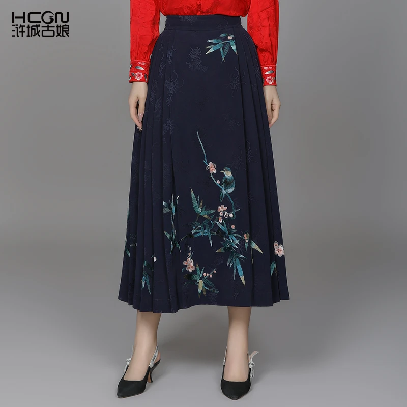 中国风重工刺绣复古高定A字显瘦气质长款梅竹报喜马面裙ACL19703