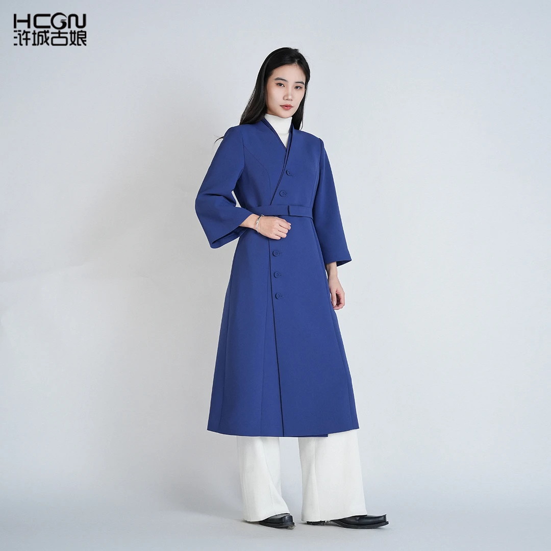 中国风高级气质显瘦女中长有型通勤百搭清瑶战袍连衣裙HASS020001