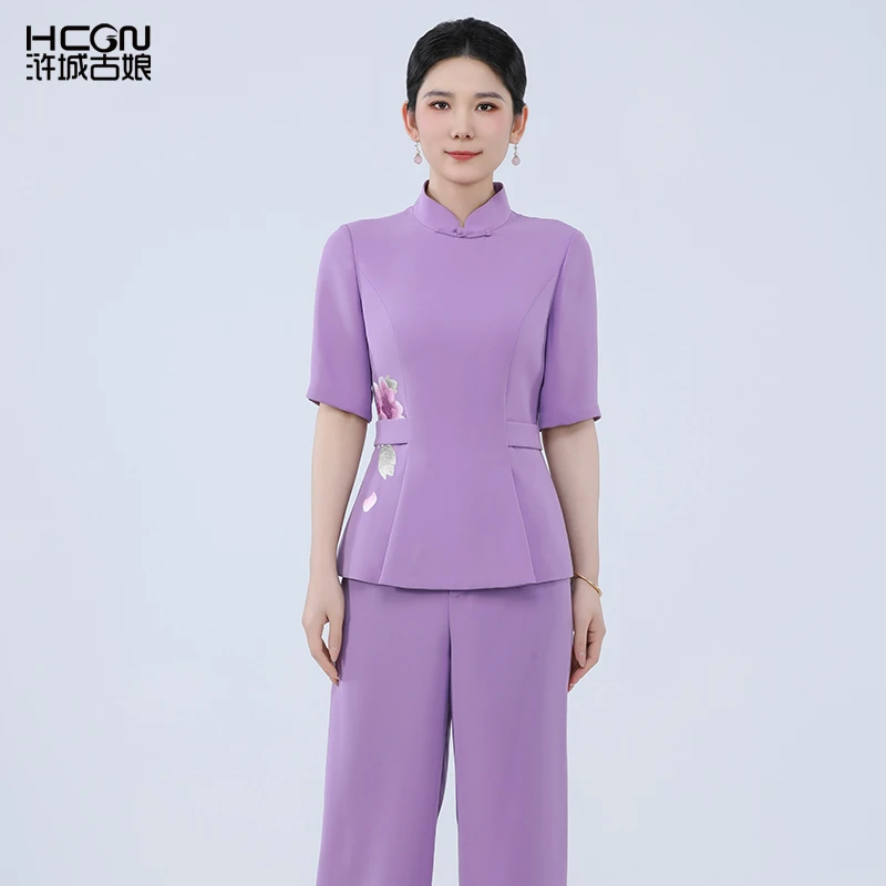 浒城古娘中式国风气质时尚天香套装上衣+裤子-22B18292+22B19266