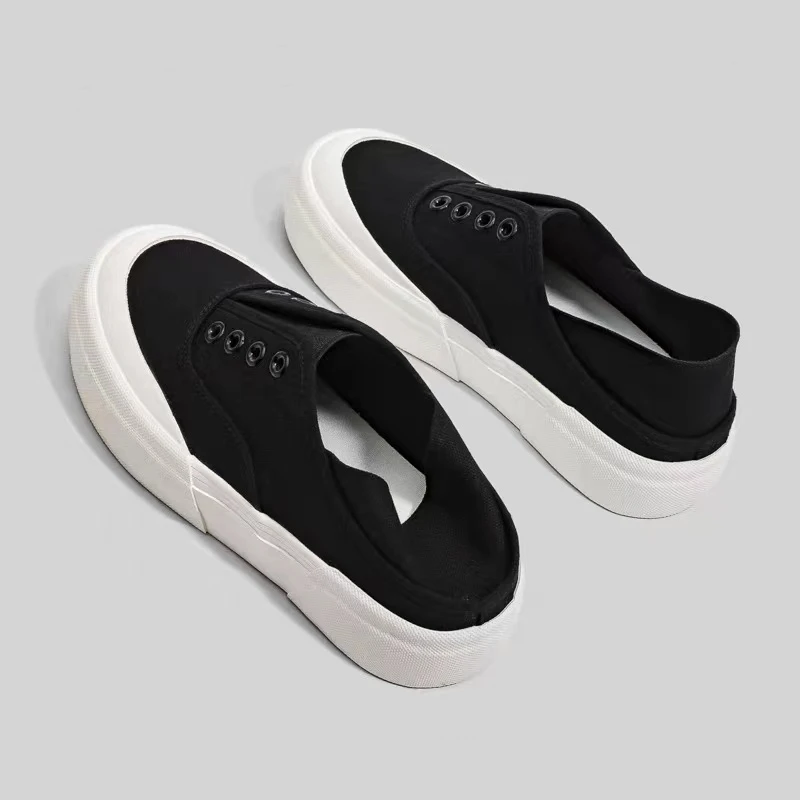 夏季两穿懒人一脚蹬帆布鞋女2024新款爆款薄款轻便厚底帆布板鞋dd