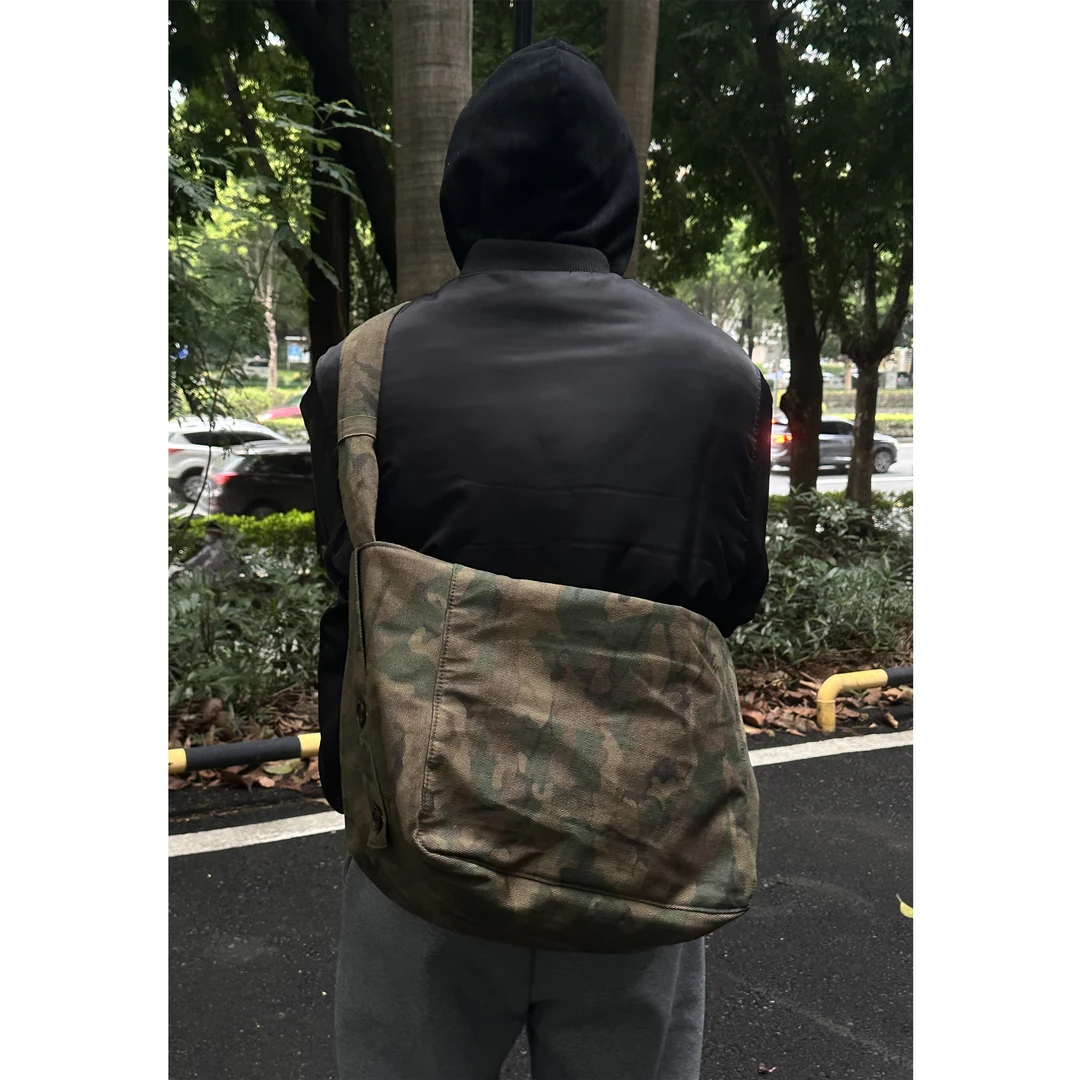 NOVACAM复古vintage迷彩做旧帆布单肩斜挎包流浪包邮差包cleanfit
