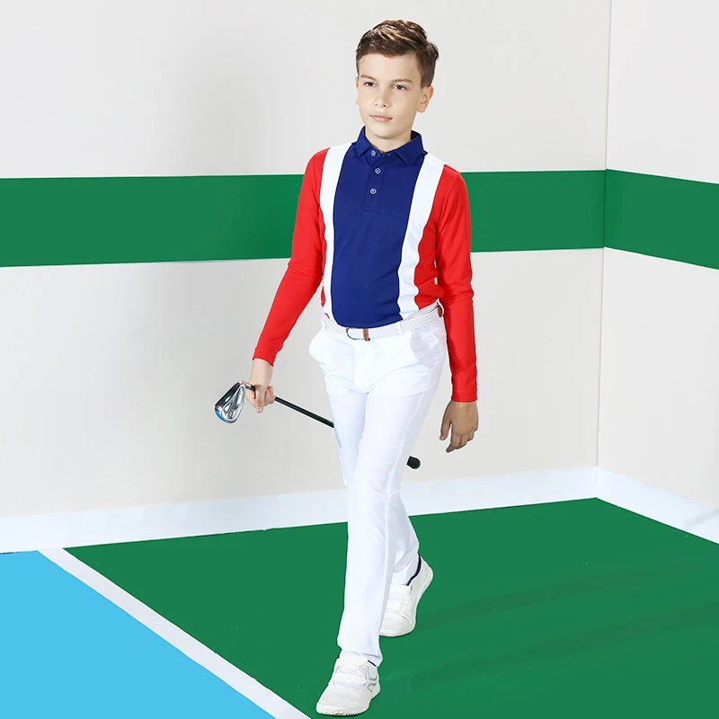 吉缇猫秋冬高尔夫服装男童长袖JITIMAO儿童高尔夫T恤舒适保暖长袖