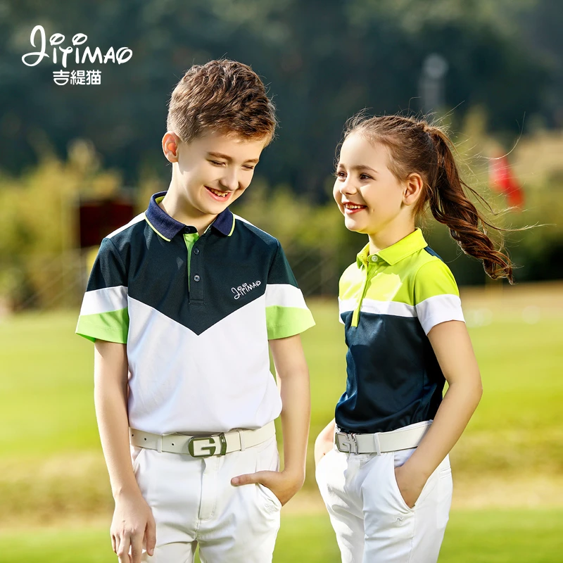 吉缇猫儿童高尔夫球服装男童新款短袖t恤吸湿速干衣服夏季青少年