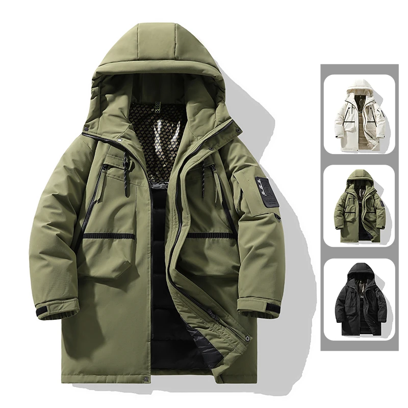 2024冬季中长款运动户外百搭上衣连帽羽绒服防风保暖情侣同款外套