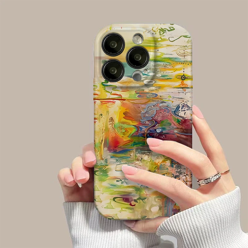 苹果15pro艺术手机壳ins风iPhone14promax个性15网红14创意13可爱