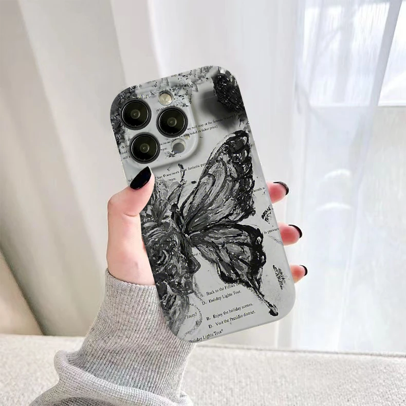 苹果14promax手机壳黑白iPhone14pro个性14防摔13创意12小众1网红