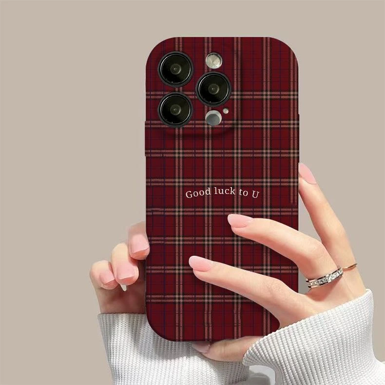 华为小米OPPO/vivo/荣耀保护套14全包1312防摔11硬壳千鸟格手复古