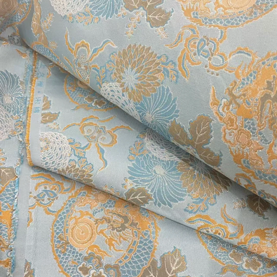 名家宋锦（团龙杂宝菊花）140幅宽桑蚕丝面料【一经开裁概不退换】