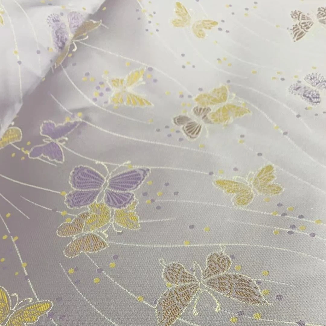 吴罗宋锦（织金彩蝶纷飞）140幅宽桑蚕丝面料【一经开裁概不退换】