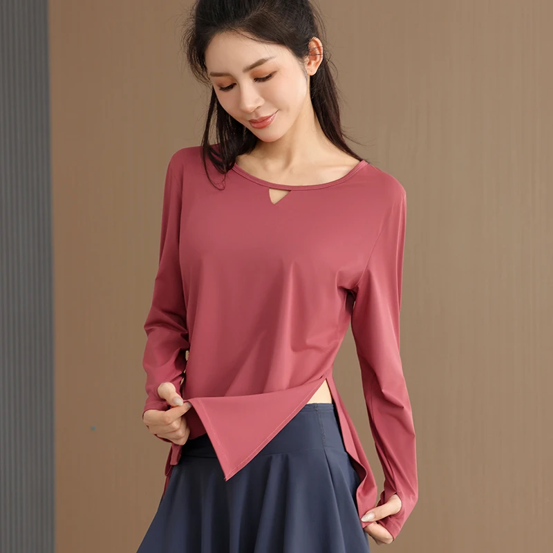春秋健身运动跑步速干长袖薄款T恤胖mm女大码宽松显瘦瑜伽服上衣