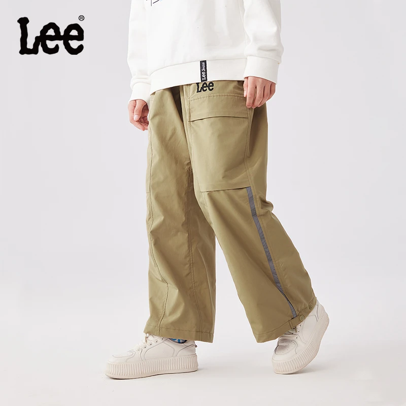 Leekids儿童2024春夏新款休闲宽松男孩户外时尚舒适男童梭织长裤