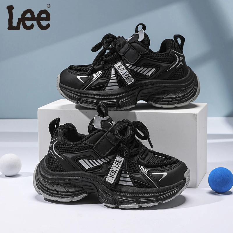 Leekids儿童运动鞋2024夏季新款百搭透气中大童ins厚底网面跑步鞋