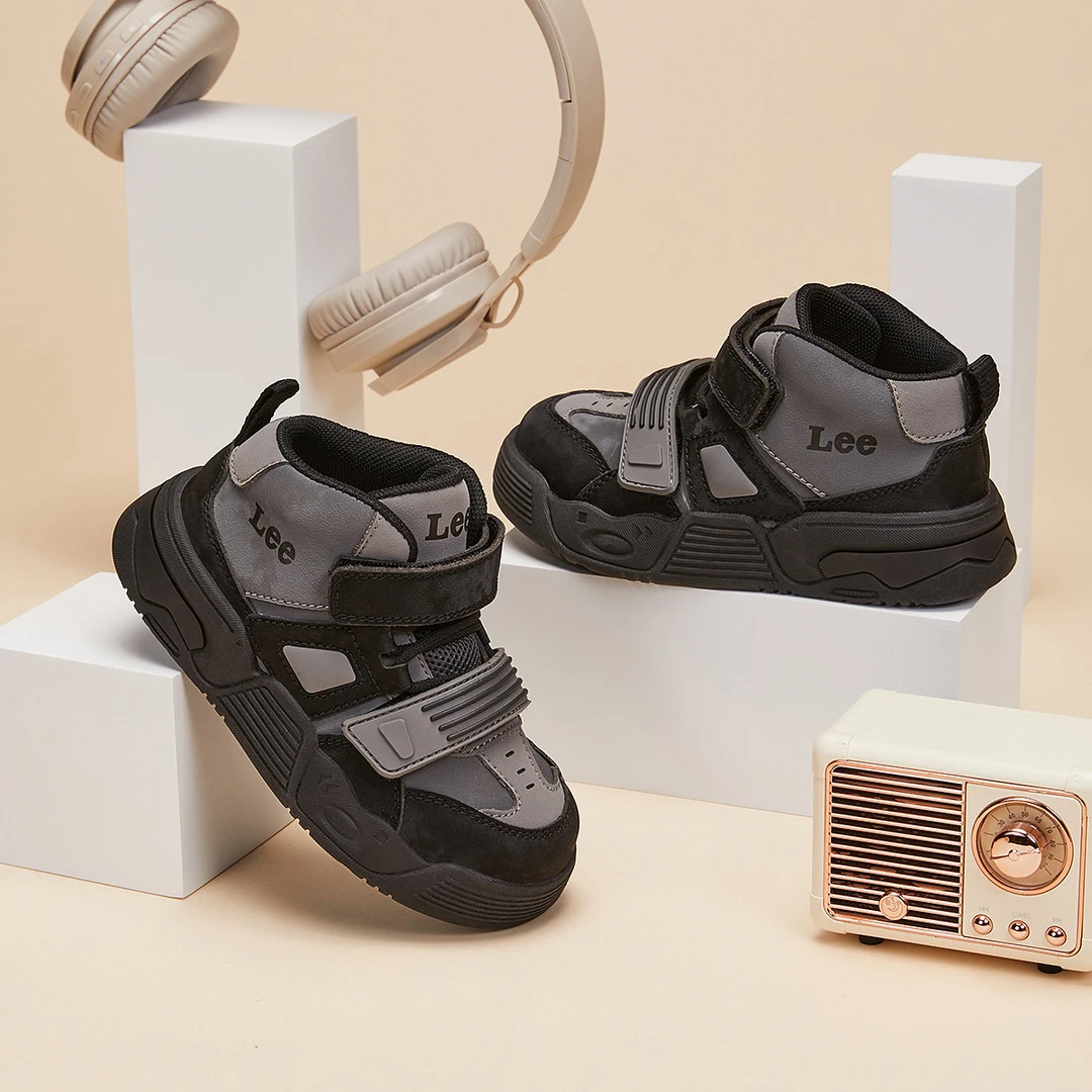 Leekids儿童运动鞋2024秋季新款男女童时尚高帮软底冬季保暖鞋