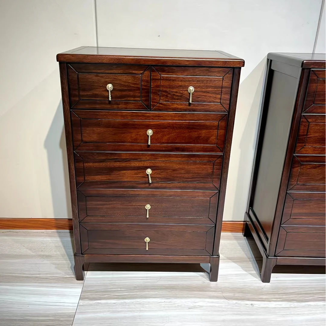 新中式乌金木实木斗柜卧室客厅靠墙储物柜收纳柜置物柜五斗柜