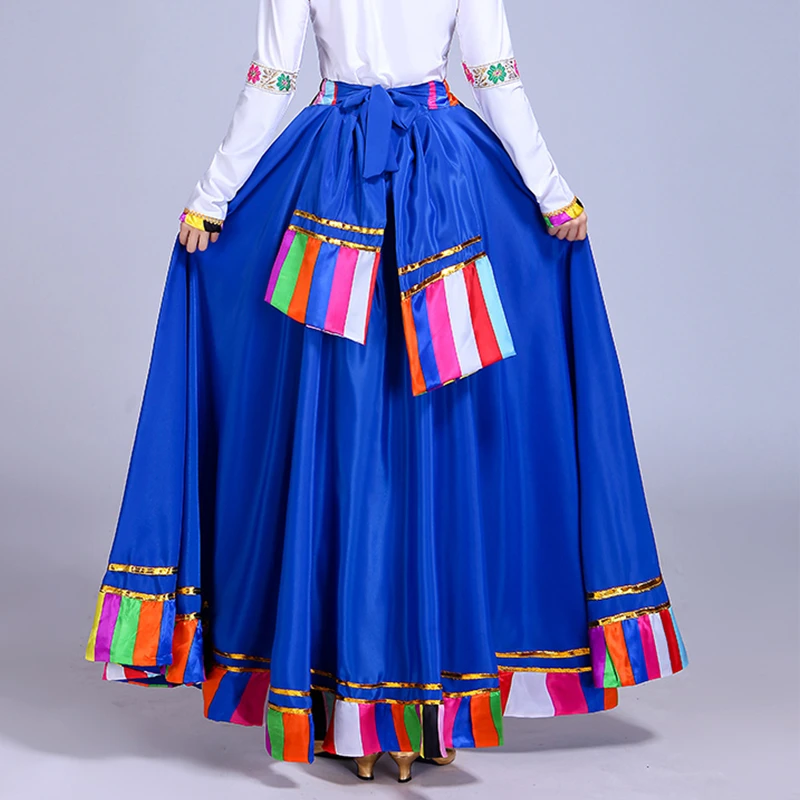 藏族舞蹈服广场舞表演半身裙少数民族演出服装学生艺考表演大摆裙