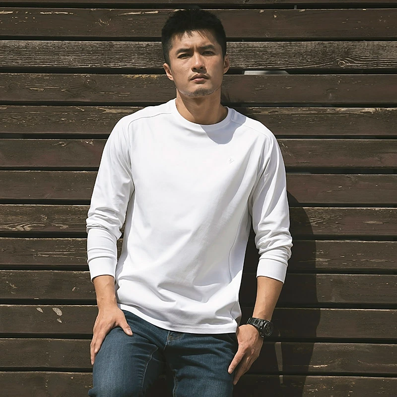 【龙牙】二代秘棉长袖圆领T恤标准版打底衫春秋弹力男百搭休闲纯色
