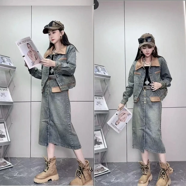 1599外套+裙子牛仔两件套