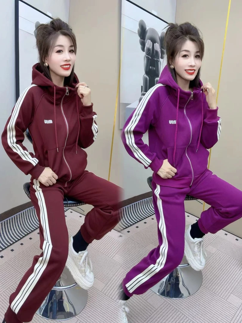（加绒）连帽显瘦休闲运动套装