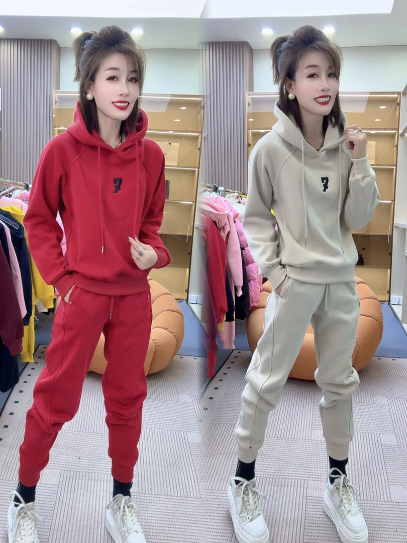 （加绒）3818休闲减龄连帽两件套