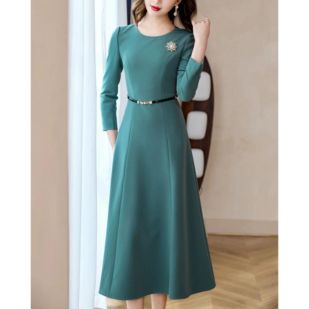 女装连衣裙气质长袖轻奢时尚修身名媛优雅秋冬气质长袖轻奢时尚裙