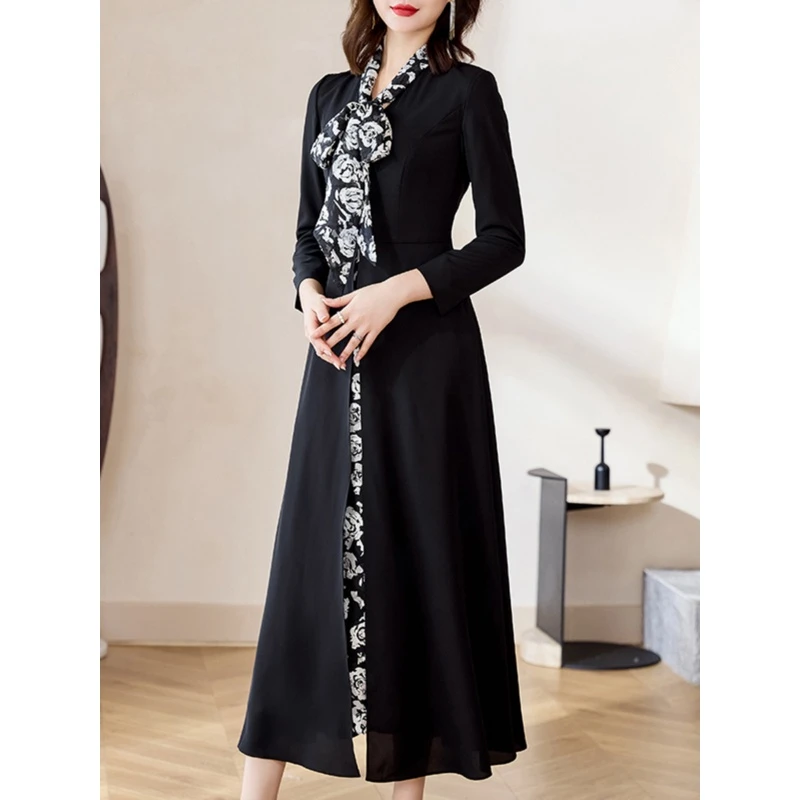 首尚格释设计感连衣裙女假两件2025秋季新款优雅端庄修身显瘦法式