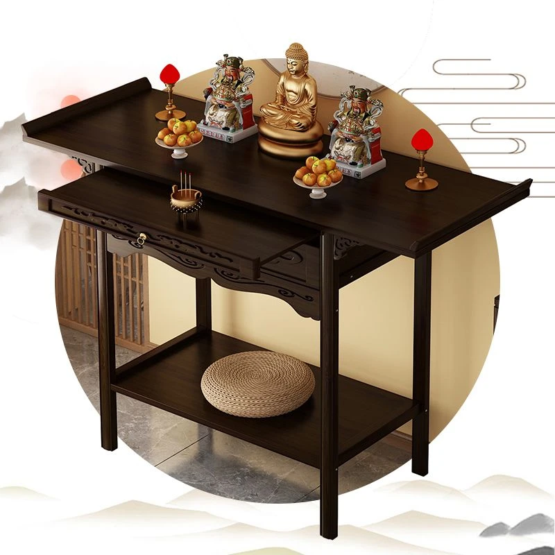 新中式楠竹供桌客厅玄关条案家用立柜子关公台烧香台