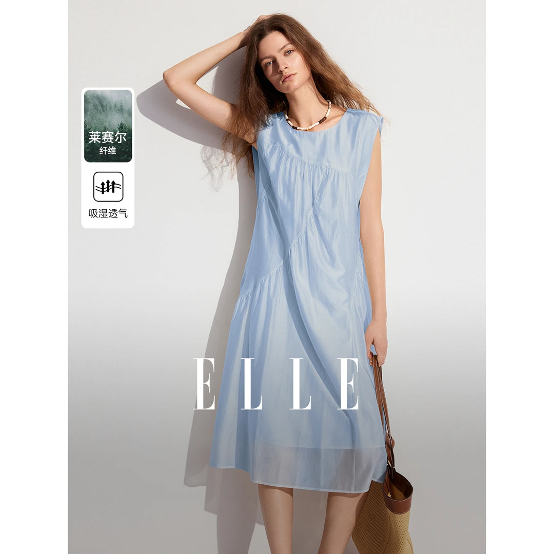 ELLE法式尤莱特高档连衣裙2025夏季显瘦气质出游爆款裙子-EL47706