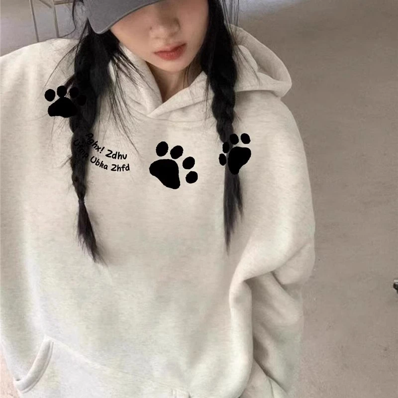 美式复古慵懒风灰色连帽卫衣女2025新款爆款秋冬加绒加厚宽松上衣
