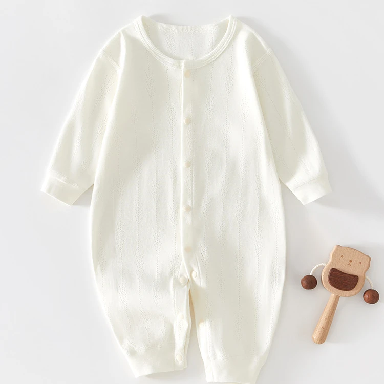 春秋季纯棉衣服宝宝睡觉女婴新生儿婴儿连体衣长袖婴儿空调服薄款