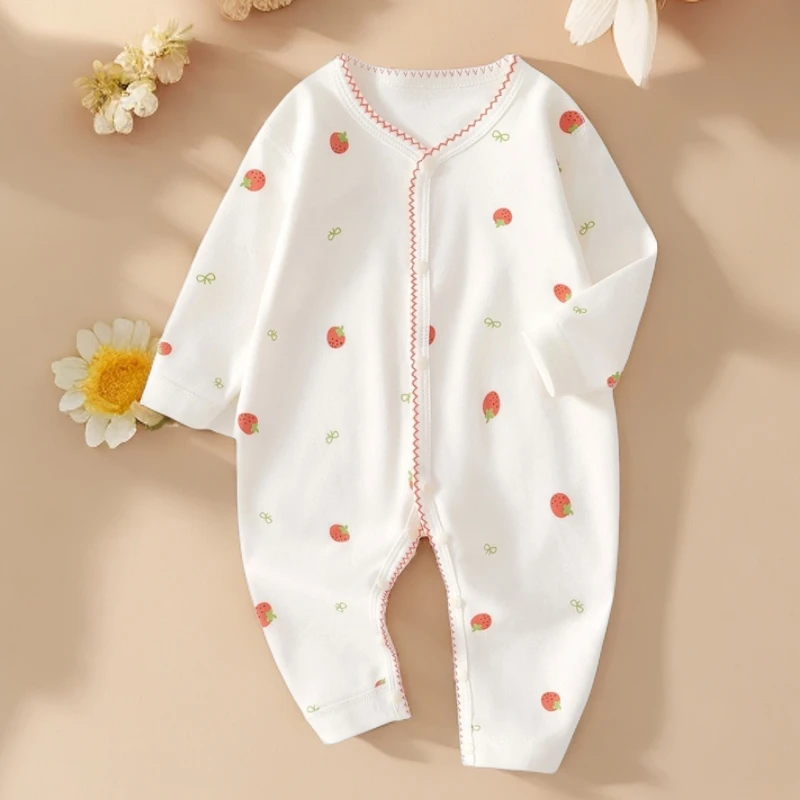 秋季婴幼儿女宝衣服四季款连体衣春秋宝宝新生儿长袖无骨柔软哈衣