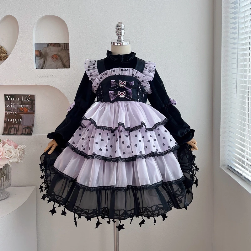 女童洛丽塔连衣裙秋冬加绒加厚公主裙库洛米cos服生日礼服