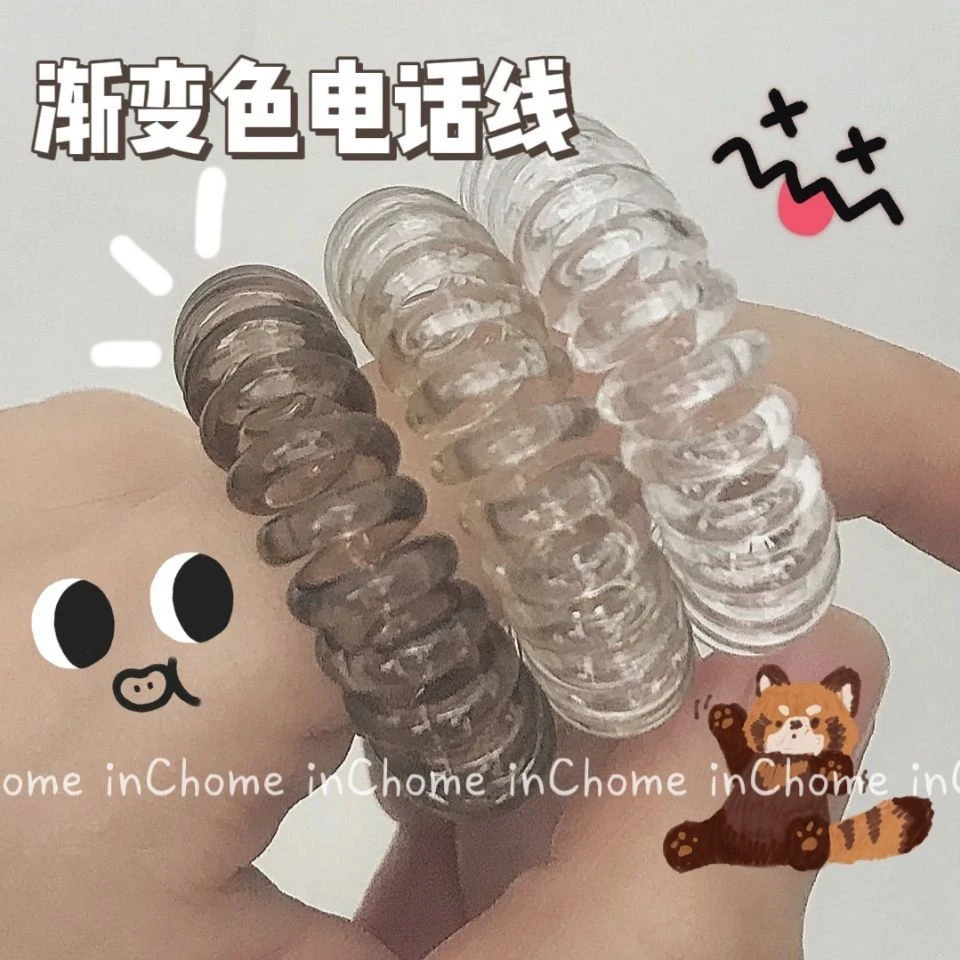 9条盒装渐变彩色电话线发圈ins网红少女心扎头发清新头绳皮筋发饰