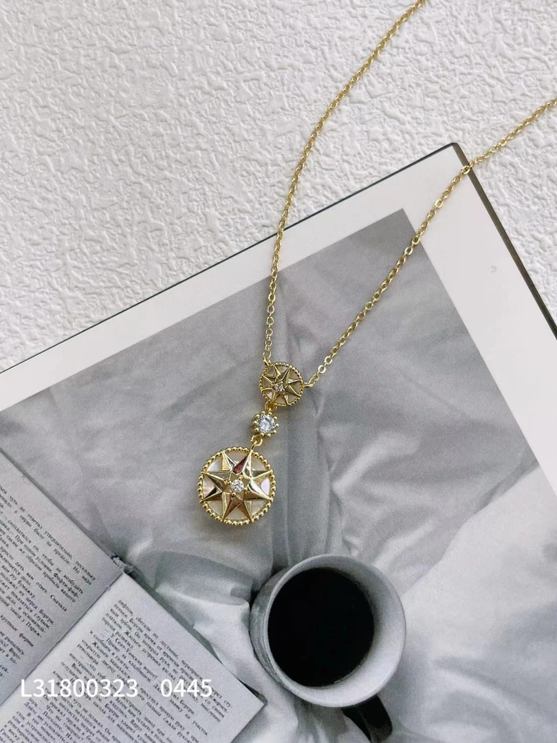 铜合金吊坠 S115时尚锆石项链 时尚经典八芒星幸运罗盘项链女
