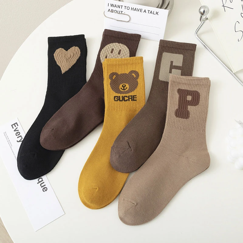 【新店福利5双/10双】袜子女士韩版可爱潮流百搭中筒袜秋冬季长筒袜