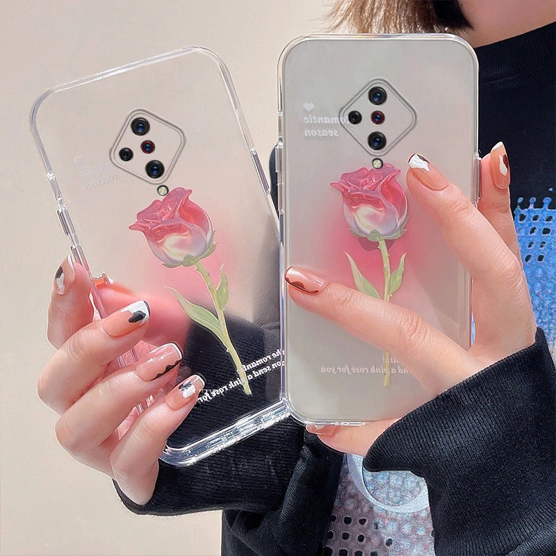 适用于vivo y9s手机壳硅胶全包防摔女y9s小红书同款泫雅风粉玫瑰
