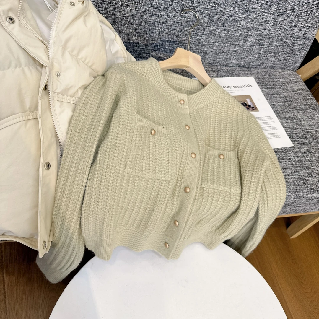 蓝卡缇毛衣小香风气质百搭宽松圆领温柔秋冬