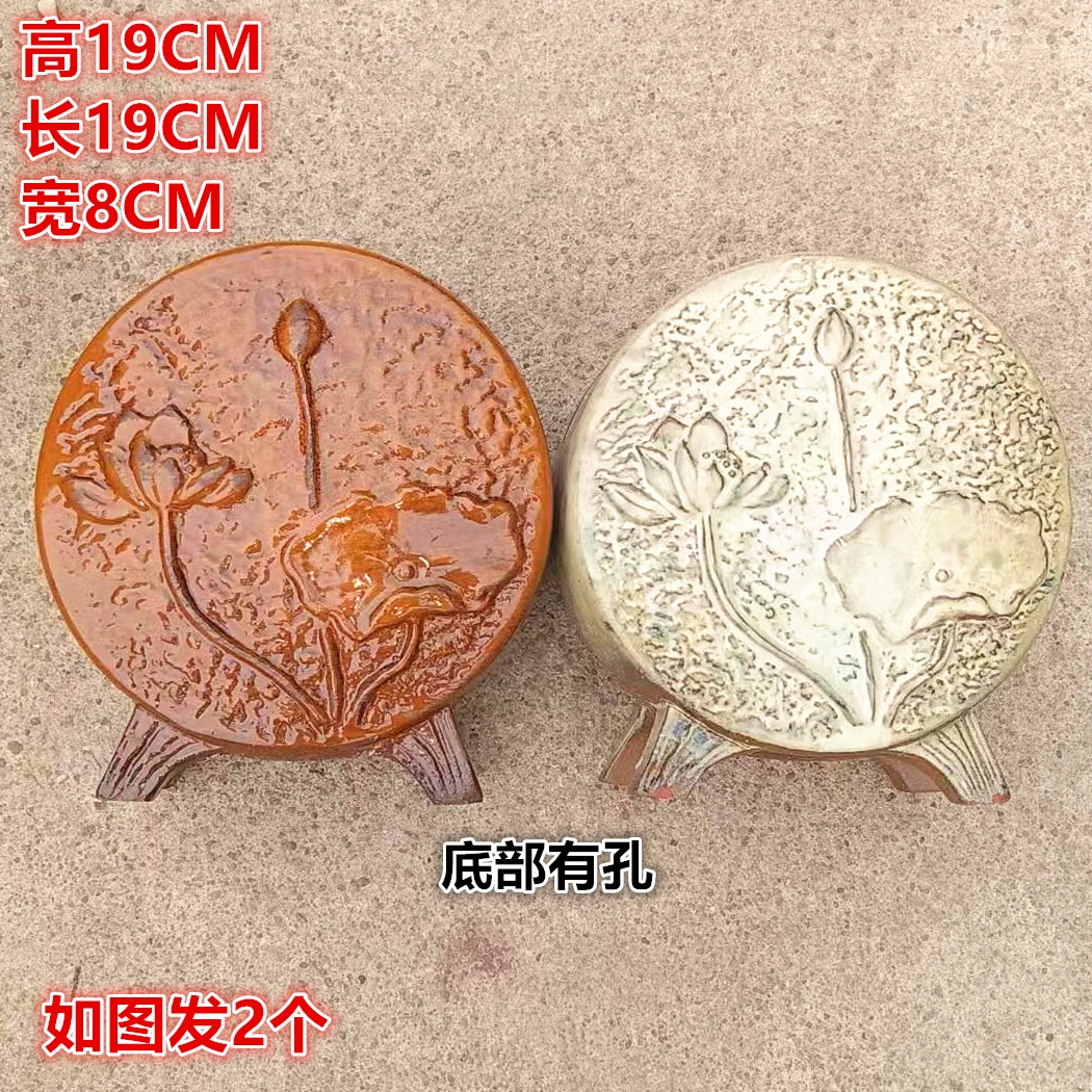 鼓型浮雕手工简约紫砂粗陶法师老桩悬崖绿萝多肉植物陶瓷花盆