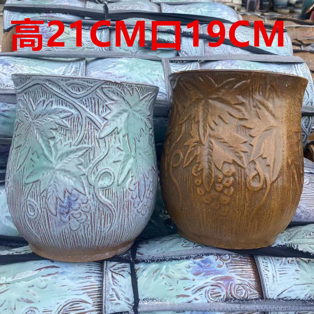 浮雕法师手工简约紫砂粗陶法师老桩悬崖绿萝多肉植物陶瓷花盆