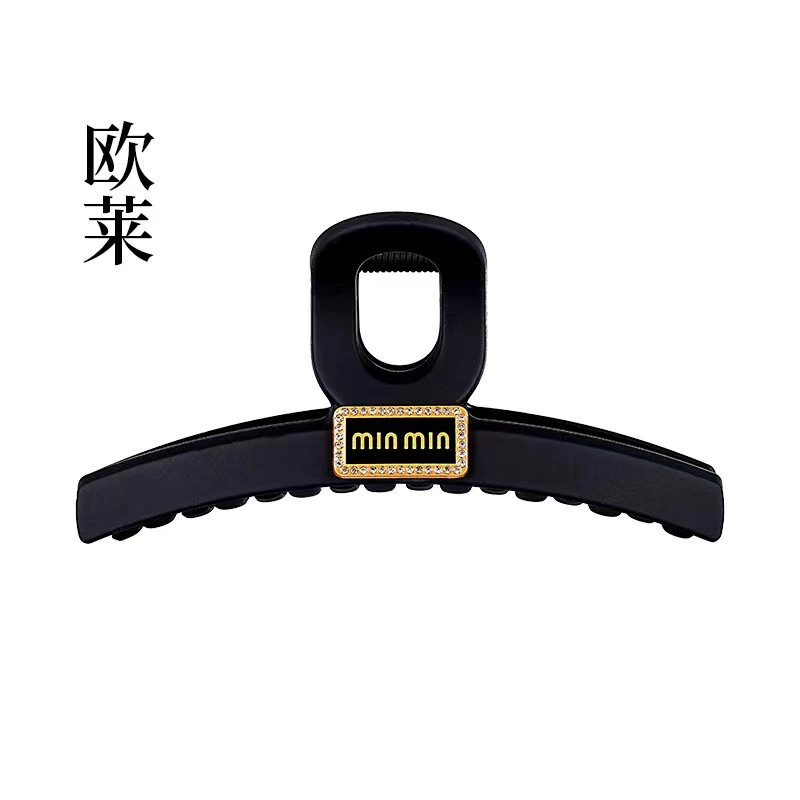欧莱原创设计高端定制水钻字母磨砂黑色高级发夹轻奢复古发饰027