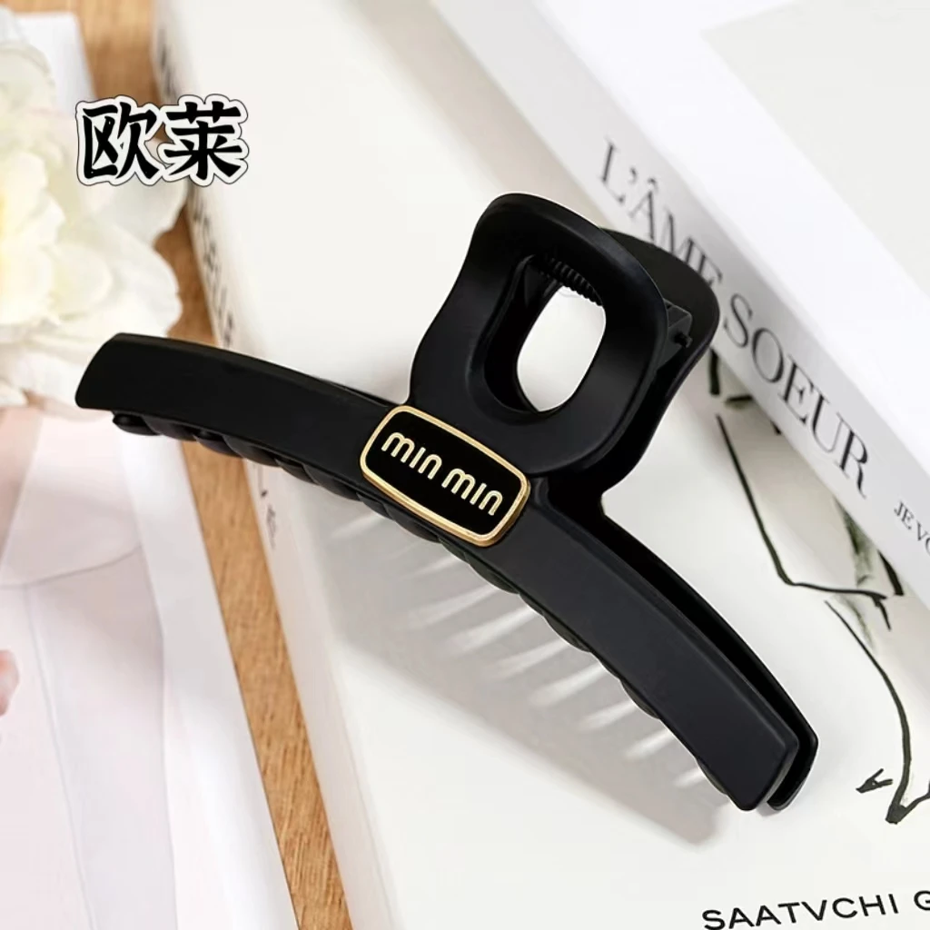 欧莱原创设计高端定制磨砂黑色高级感发夹轻奢复古风百搭发饰002