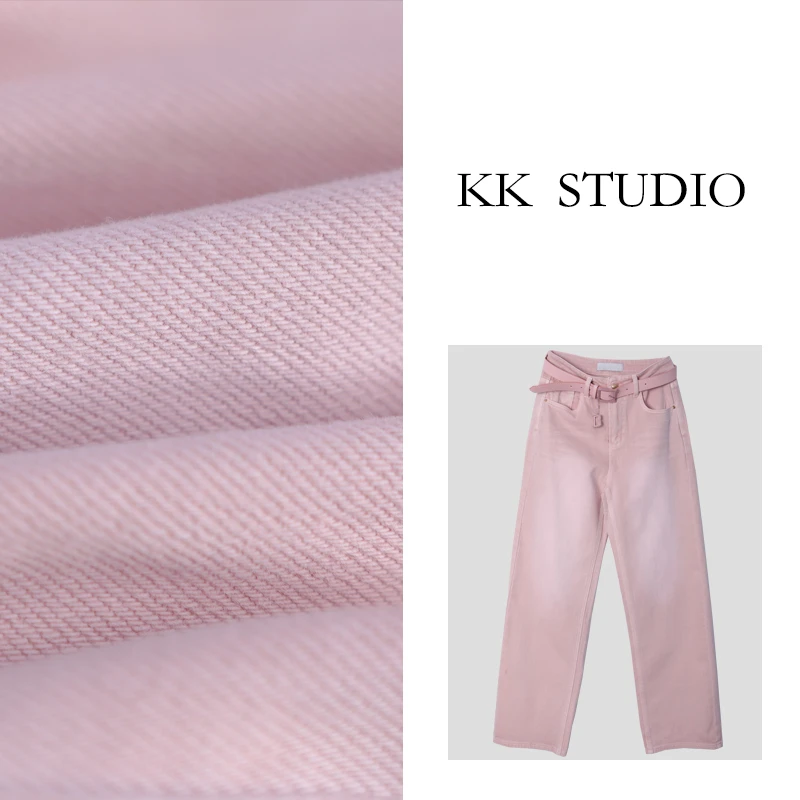 淇老板KK Studio ”粉色泡泡“新款百搭显瘦阔腿牛仔裤K646