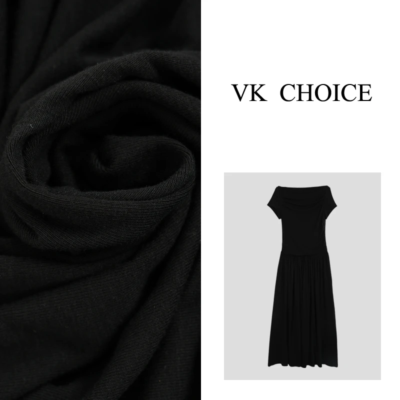 淇老板VK CHOICE夏季一字领气质女神简约时尚显瘦大摆连衣裙8405