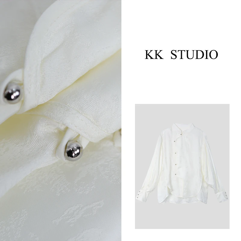 淇老板KK Studio”白羽落苏“ 新款时尚百搭衬衣长袖国风衬衫9010