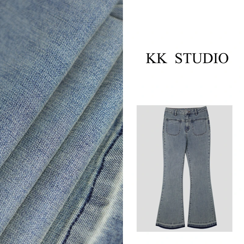 淇老板KK Studio”温莎之恋“ 春季新款百搭修身显瘦喇叭牛仔裤9022
